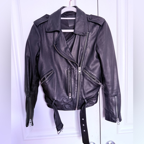 All saints leather jacket US size 4 - Picture 3 of 8
